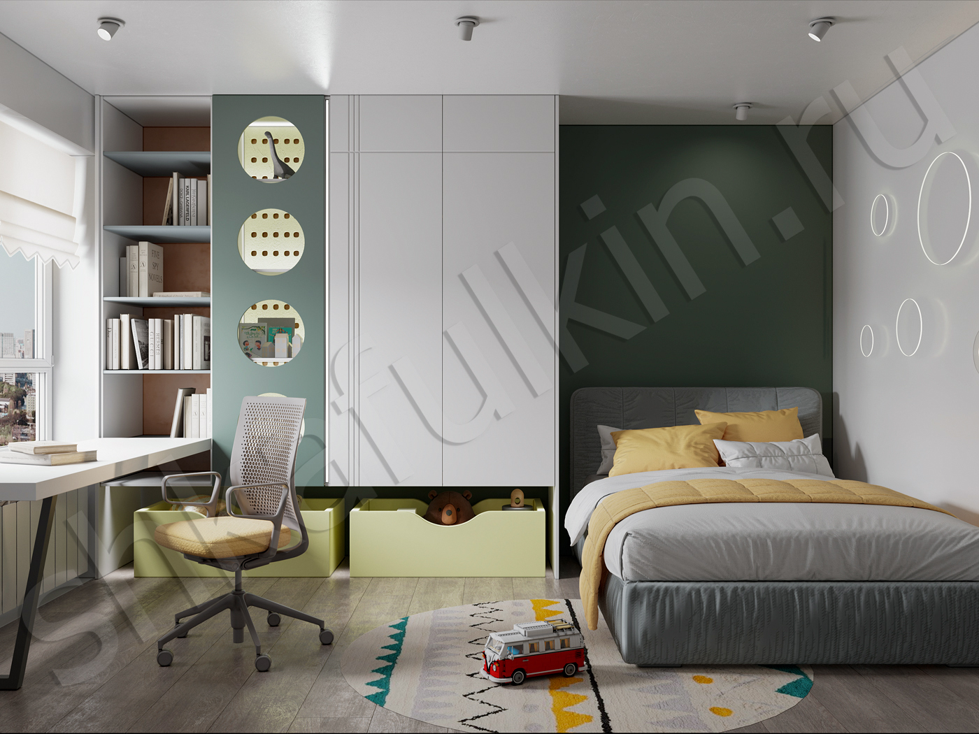 Зелёный в интерьере – фаворит среди цветов