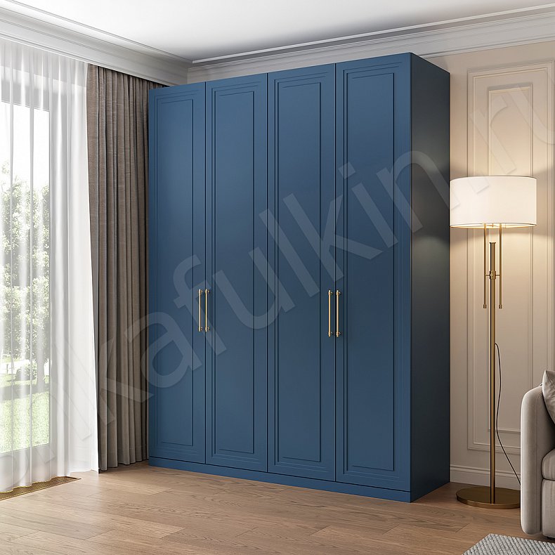 Шкаф Эстель Цветной Синий Неоклассика 4х створчатые Гостиная Для вещей