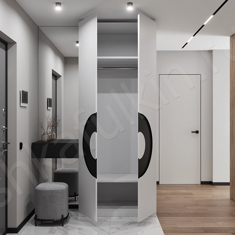 Прихожая Меридиан Белый Черный Светлые Современный 2х створчатые Прихожая Для вещей 2