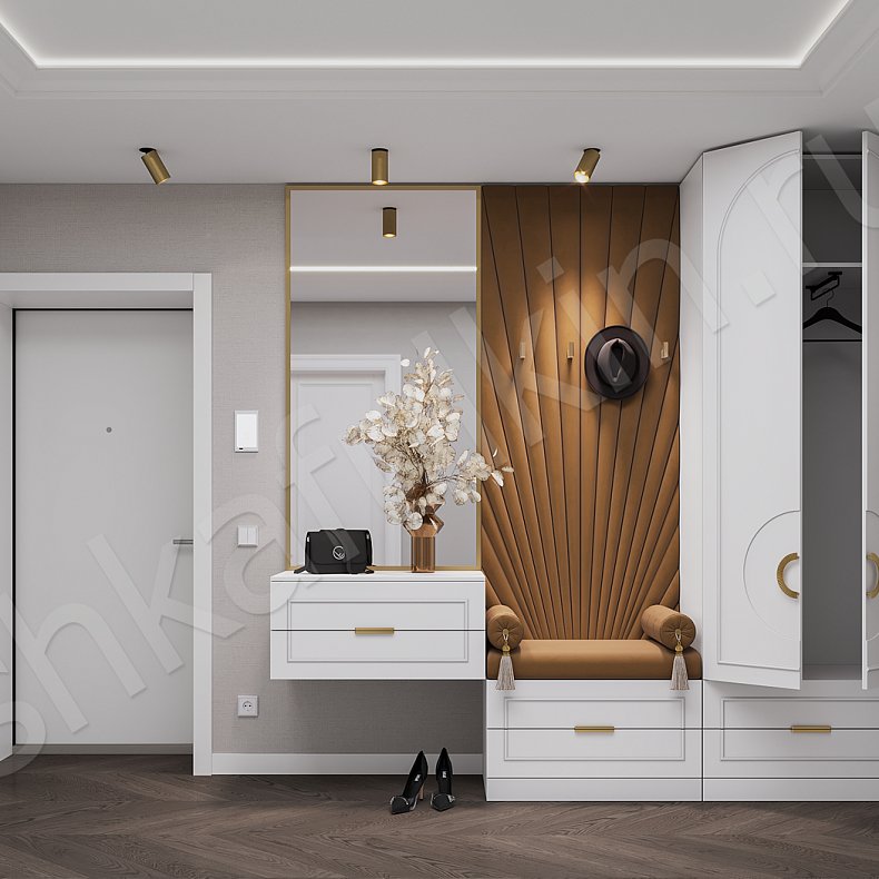 Прихожая Маура Белый Светлые Неоклассика 2х створчатые Прихожая Для вещей 3