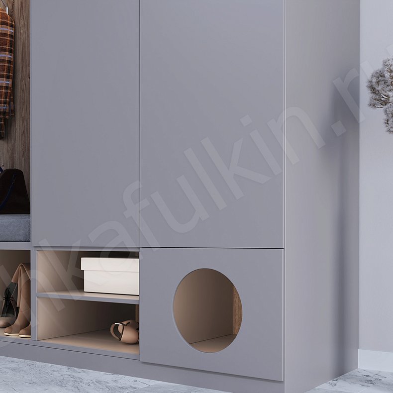 Изображение Прихожая Марсиус Светлые Серый Модерн 2х створчатые Прихожая Для вещей 3