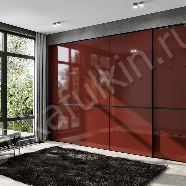 Встроенный шкаф-купе Нова Красный Темные Современный 4х створчатые Гостиная Для вещей