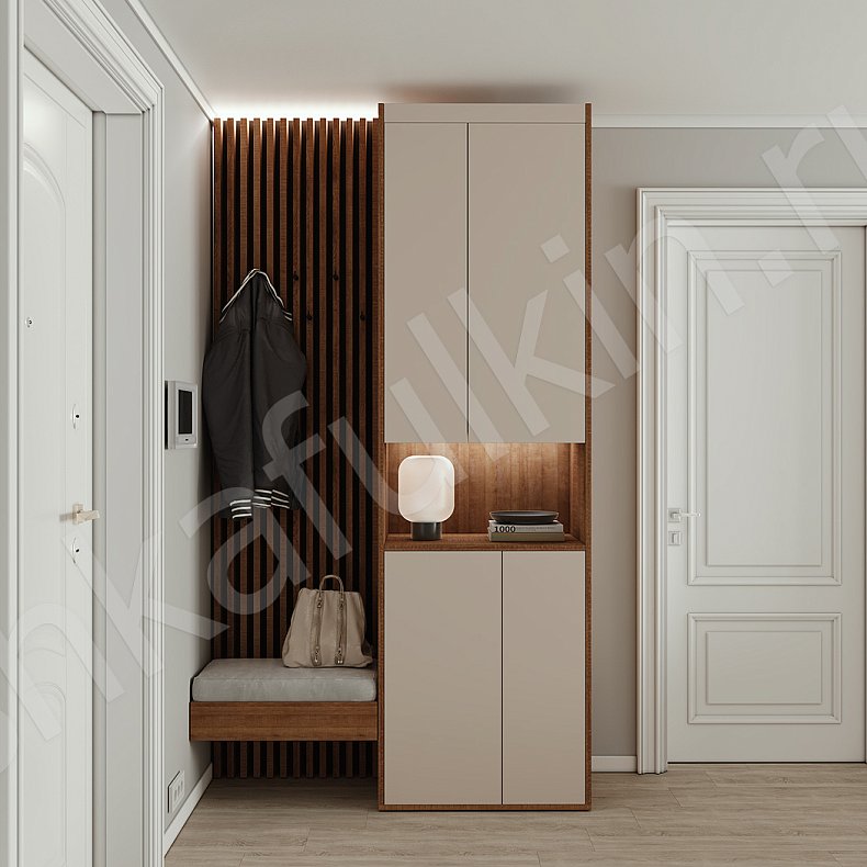 Изображение Прихожая Донни Древесный Белый Черный Серый Светлые Темные Скандинавский 2х створчатые Прихожая Для вещей 2