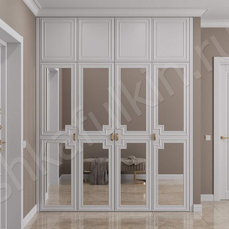 Встроенный шкаф Агата Белый Светлые Классика 4х створчатые Прихожая Для вещей 1