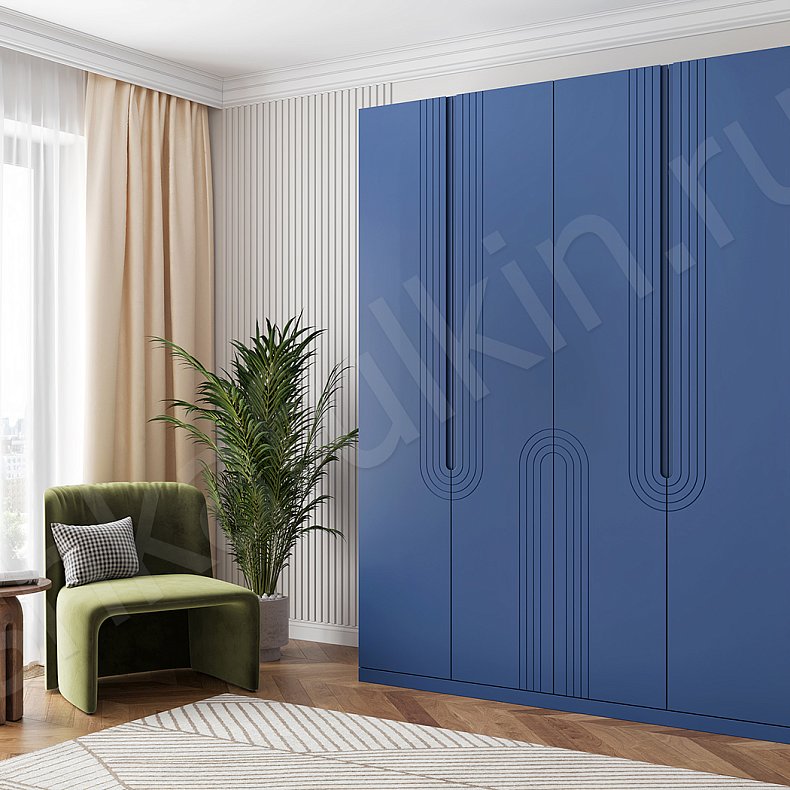 Шкаф Сиквел Цветной Синий Модерн 4х створчатые Гостиная Для вещей