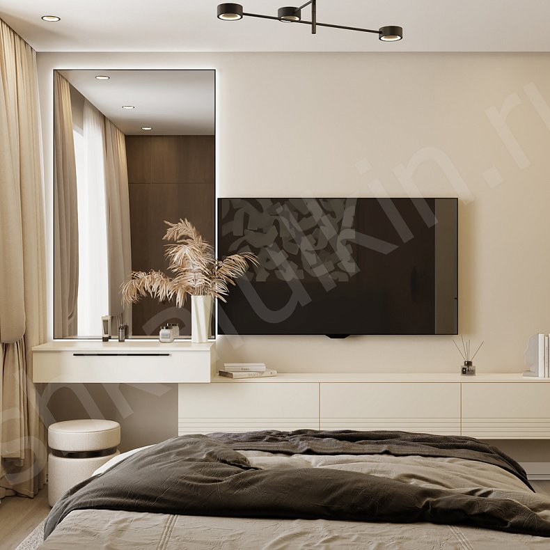 Изображение Гарнитур Янсен Белый Светлые Минимализм 3х створчатые Спальня Для вещей 4