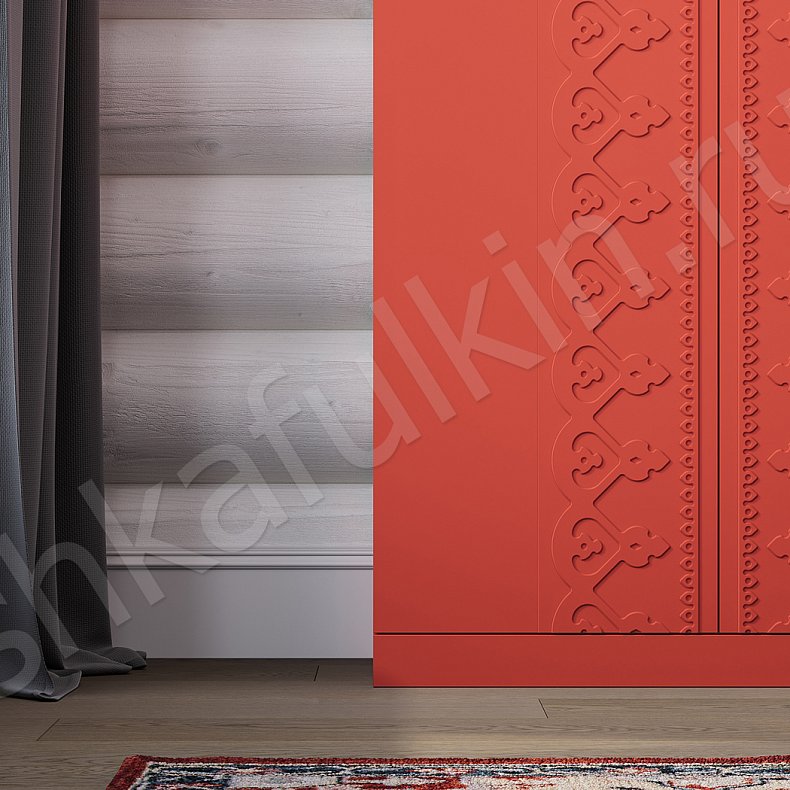 Шкаф Сияна Светлые Красный Цветной Этнический 2х створчатые Гостиная Для вещей Для белья 3