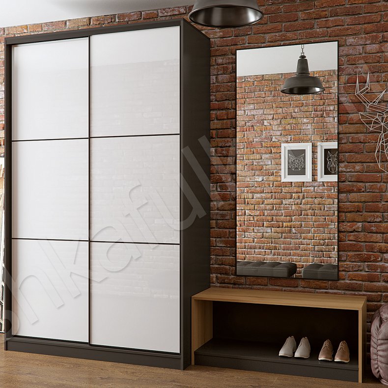 Изображение Шкаф-купе для прихожей Джуно Белый Древесный Светлые Лофт 2х створчатые Прихожая Для вещей 4