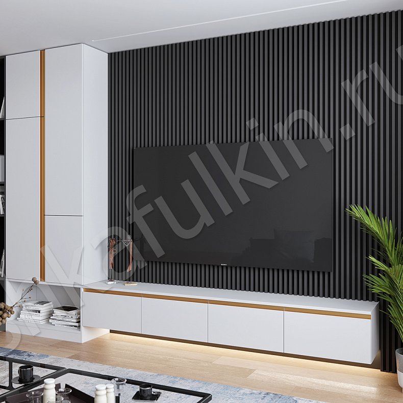 Стенка Окленд Белый Золото Светлые Модерн 2х створчатые Гостиная Для книг Для декора Под ТВ