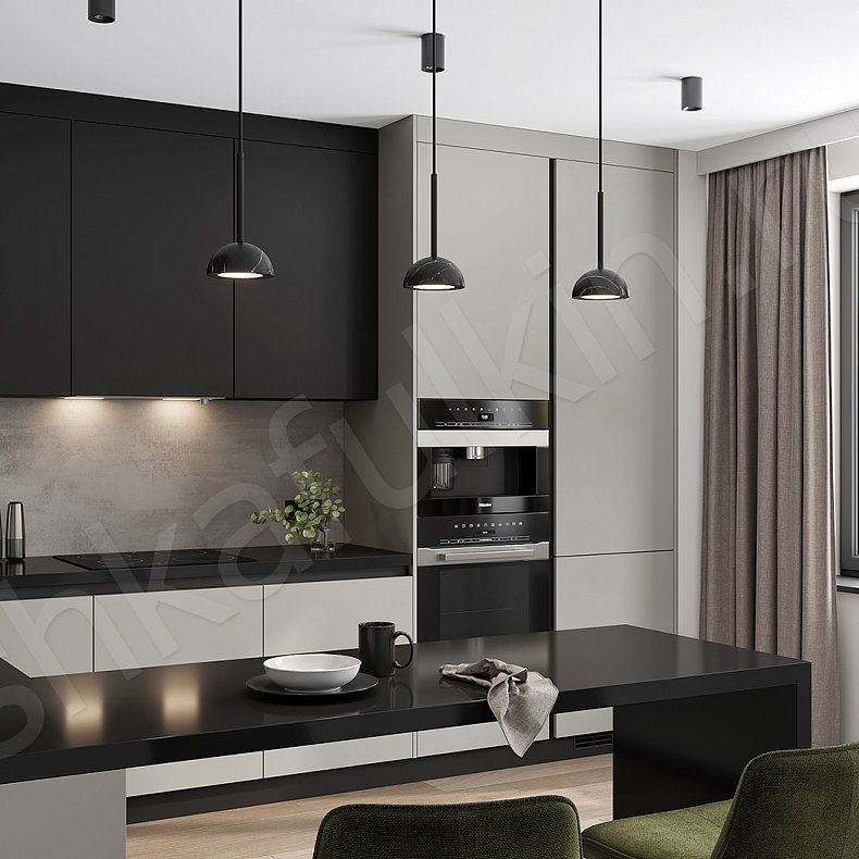 Изображение Кухня Равенна Серый Темные Черный Современный Для посуды 4