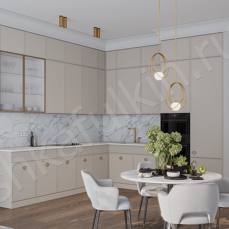 Кухня Тоскана Светлые Коричневый Неоклассика   Для посуды Для декора