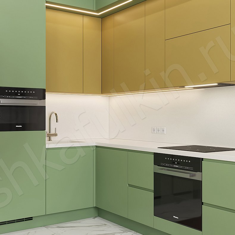 Изображение Кухня Иоланта Зеленый Светлые Цветной Современный   Для посуды 2