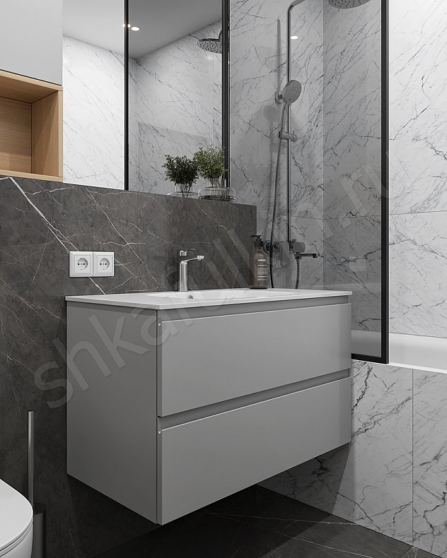 Мебель в ванную Дидро Серый Светлые Древесный Современный   Для вещей 4