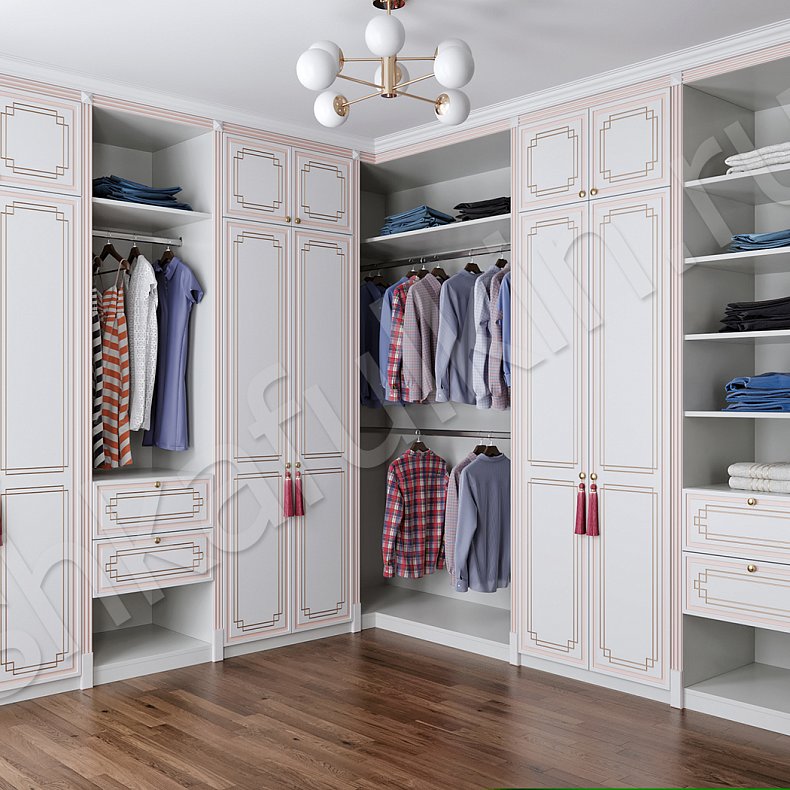 Гардеробная Сюзанна Золото Белый Классика 6и створчатые Гардеробная Для вещей Для белья