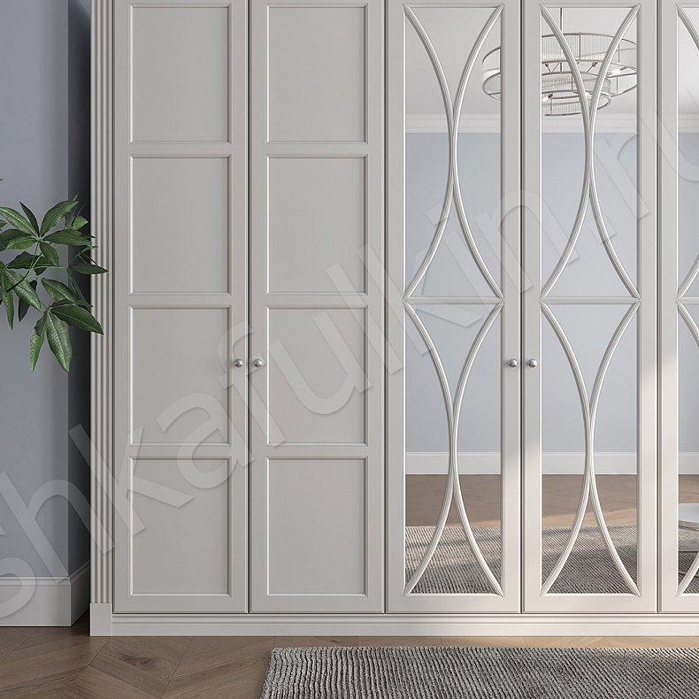 Гарнитур Люсия Черный Светлые Синий Цветной Белый Неоклассика 6и створчатые Спальня Для вещей 13