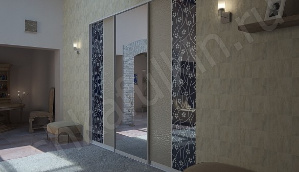 Встроенный шкаф-купе со вставкой из кожи Асияна