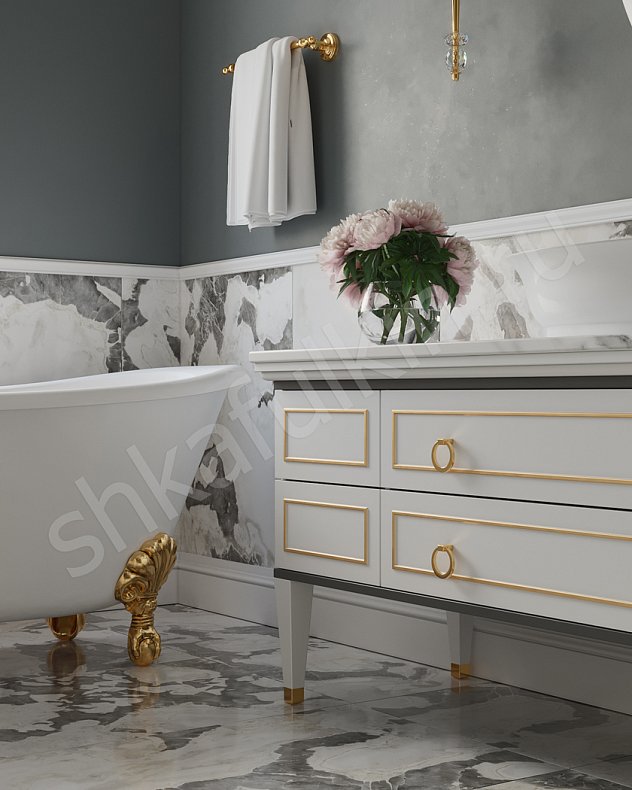 Тумба в ванную Вицента Светлые Коричневый Белый Неоклассика   Для вещей 7