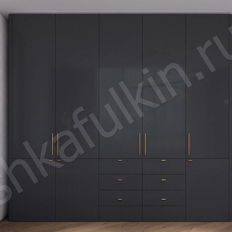 Изображение Гарнитур Полли Черный Цветной Коричневый Светлые Темные Минимализм 4х створчатые Спальня Для белья Для вещей 12