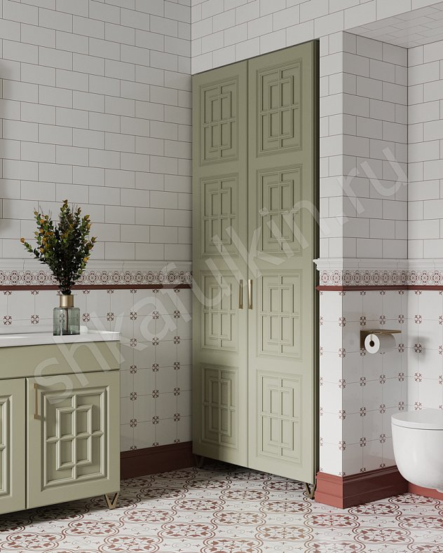 Мебель в ванную Антида Зеленый Светлые Цветной Неоклассика   Для вещей 2