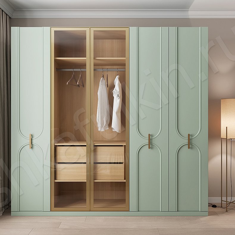 Шкаф Айвенго Белый Светлые Современный 5и створчатые Спальня Для белья Для вещей 3