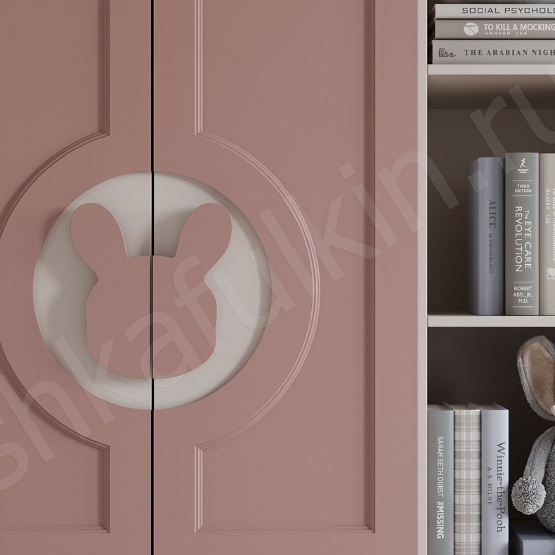 Изображение Детская Банни Розовый Неоклассика 2х створчатые Детская Для книг Для вещей 2