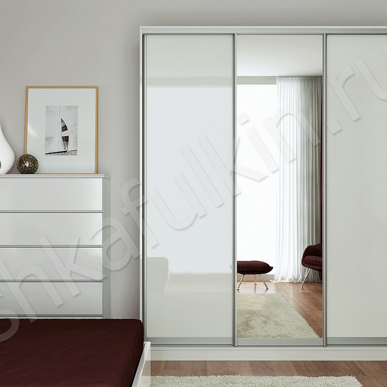 Шкаф-купе Плюмерия Светлые Белый Современный 3х створчатые Спальня Для вещей 1