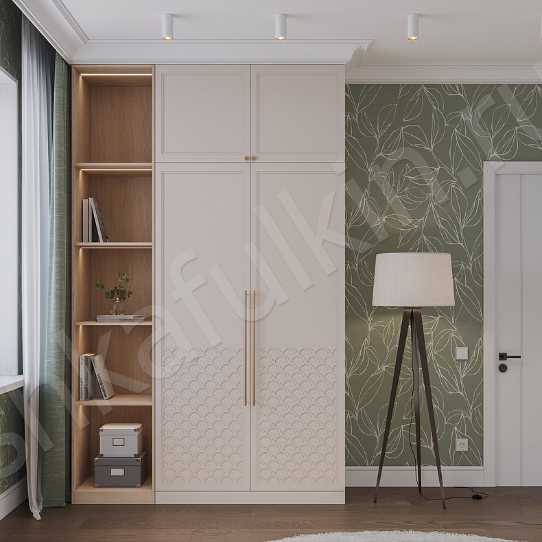 Изображение Детская Таврида Светлые Древесный Белый Современный 2х створчатые Детская Для вещей Для декора Для книг 5