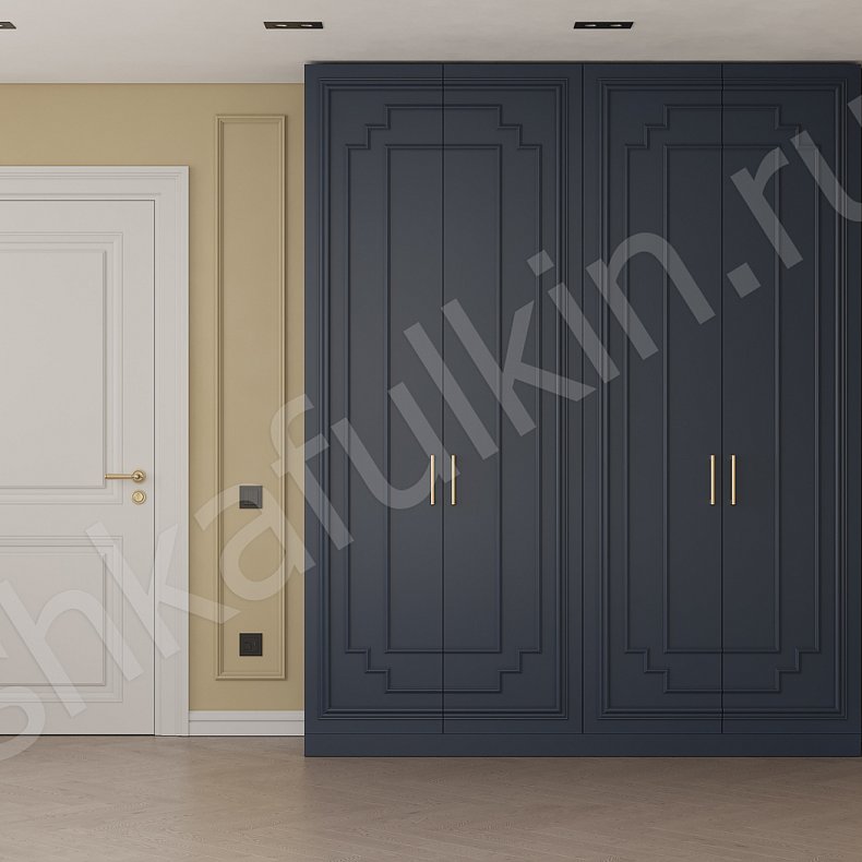 Шкаф Роперо Белый Цветной Синий Неоклассика 4х створчатые Спальня Для вещей 6