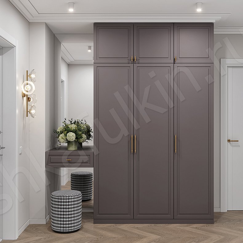 Прихожая Брикелл Белый Светлые Серый Неоклассика 3х створчатые Прихожая Для вещей 1