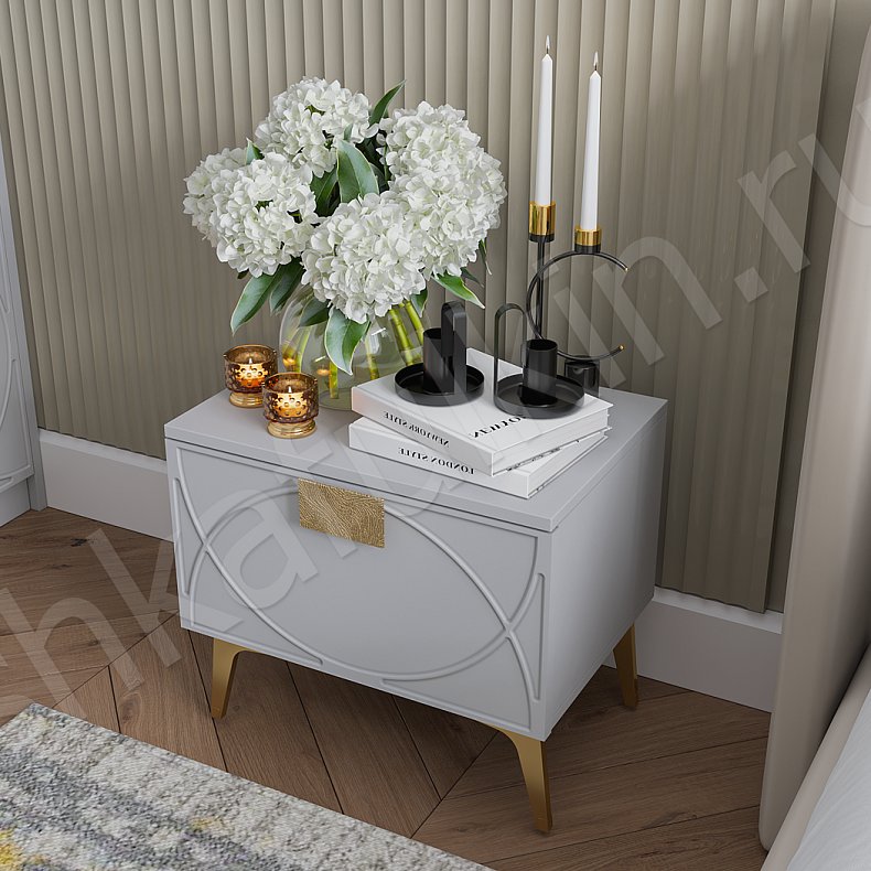 Гарнитур Арива Белый Розовый Светлые Неоклассика 4х створчатые Спальня Для белья 11