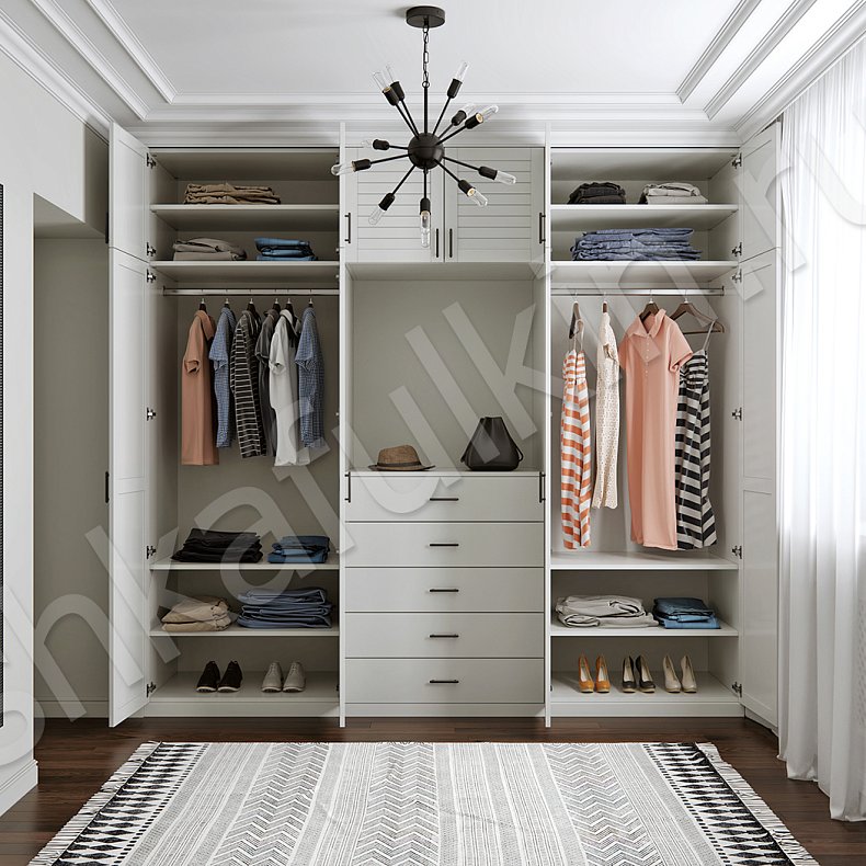 Изображение Стенка Молли Светлые Белый Современный 4х створчатые Гардеробная Для вещей 4