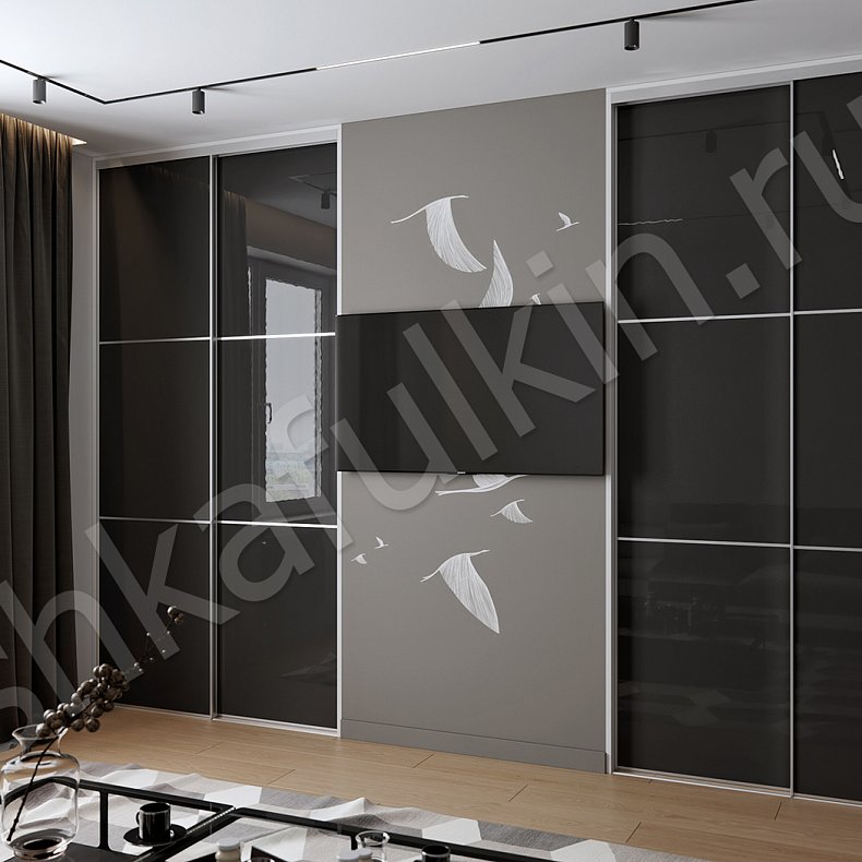 Изображение Шкаф-купе Модус Темные Черный Современный 4х створчатые Гардеробная Для вещей 2