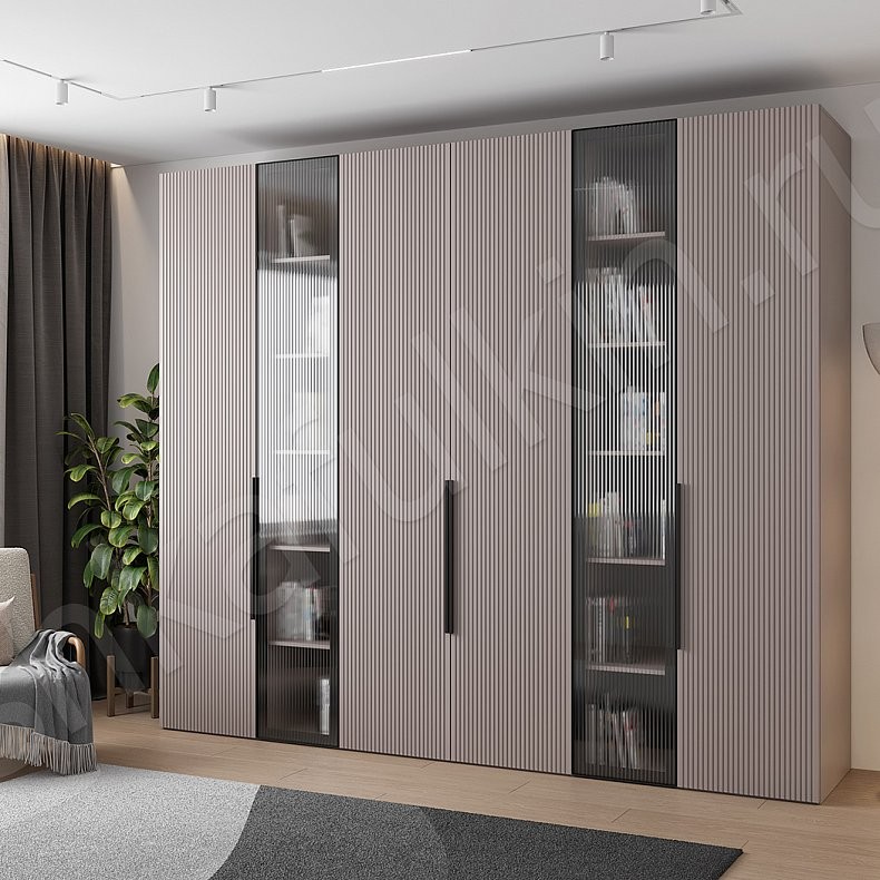 Стенка Редутто Коричневый Светлые Модерн 6и створчатые Гостиная Для книг Для вещей