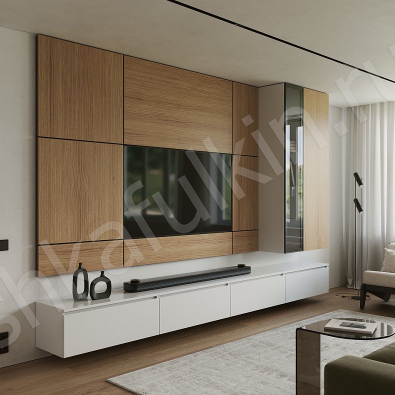 Изображение Стенка Васса Светлые Древесный Белый Современный  Гостиная Для вещей Под ТВ Для декора Для книг 1