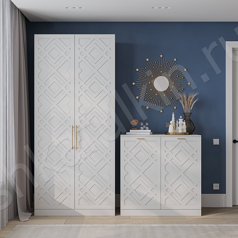 Шкаф Элегант Белый Современный 2х створчатые  Для вещей 1