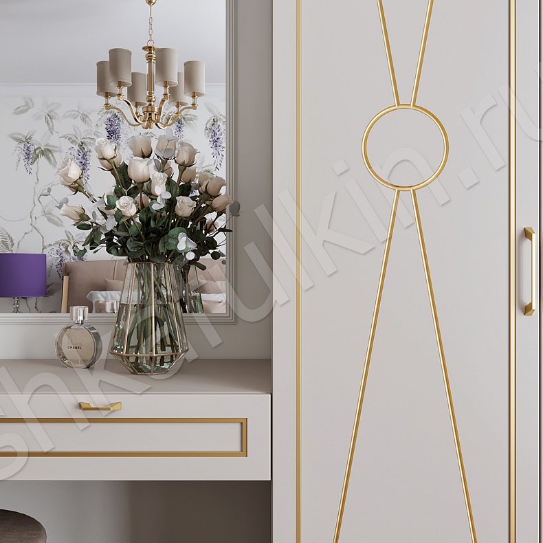 Изображение Гарнитур Герцогиня Светлые Золото Коричневый Классика 4х створчатые Спальня Для вещей 4