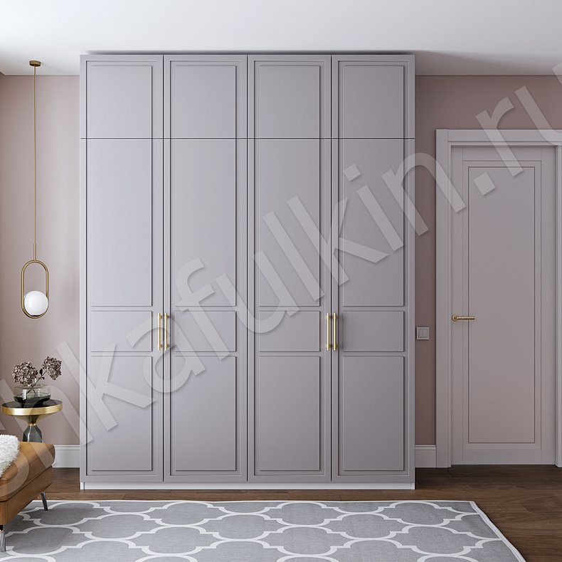 Изображение Шкаф Бруно Белый Светлые Серый Неоклассика 4х створчатые Гостиная Для вещей 2