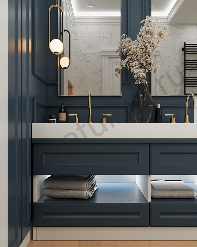 Мебель в ванную Рори Темные Синий Цветной Неоклассика   Для вещей 7