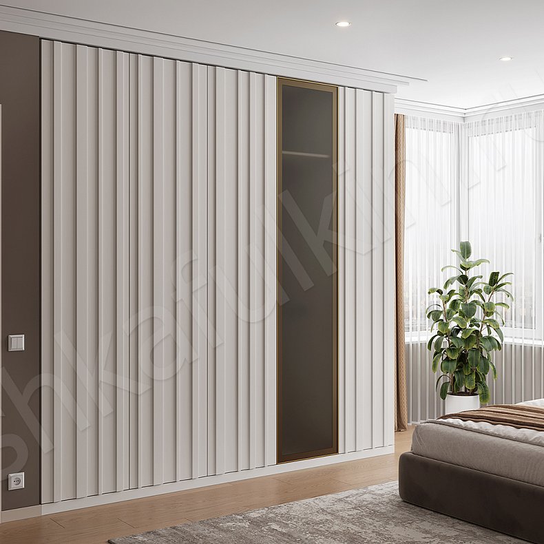 Встроенный шкаф Луиджи Светлые Белый Современный 4х створчатые Спальня Для вещей Для белья