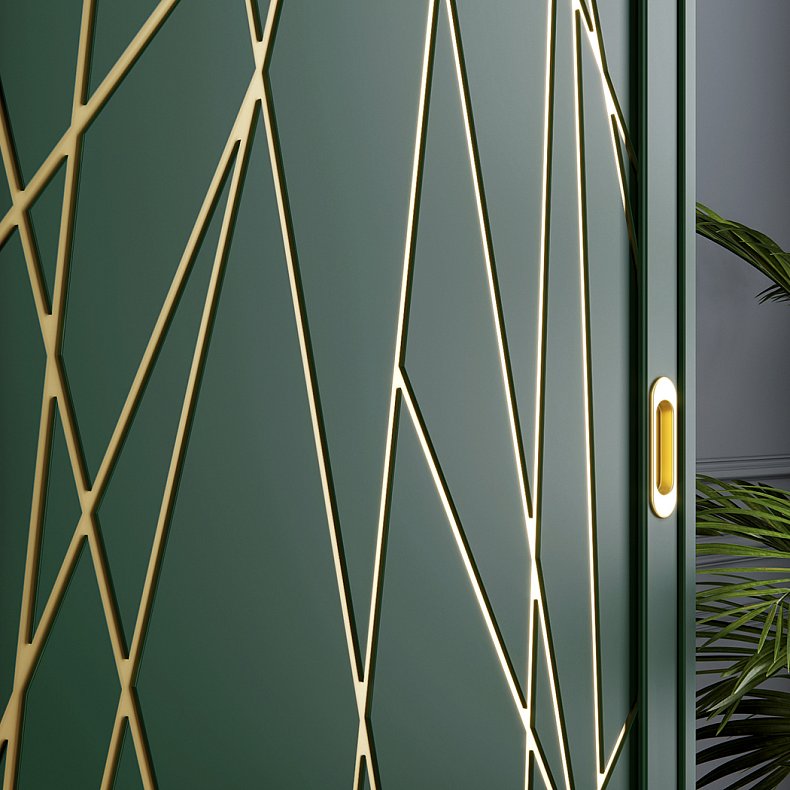 Изображение Корпусный шкаф-купе две двери Дори Зеленый Неоклассика 2х створчатые Гостиная Для вещей 7