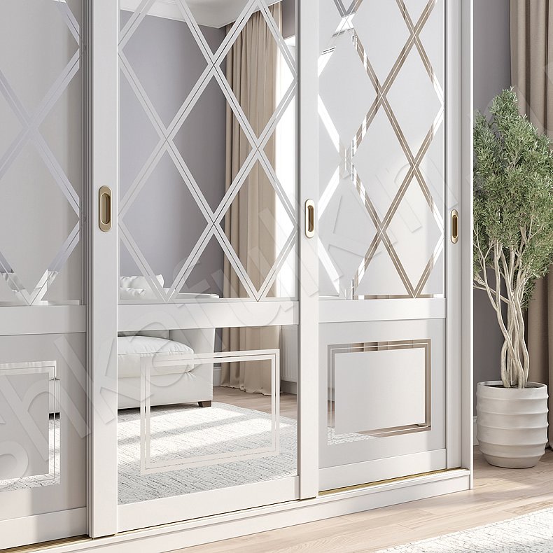 Изображение Шкаф-купе Александрия Лайт Белый Классика 3х створчатые Гостиная Для вещей 2