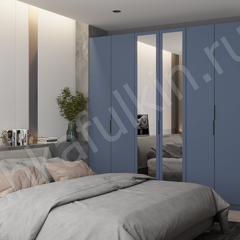 Шкаф Аксель Темные Светлые Синий Серый Коричневый Белый Минимализм 4х створчатые Спальня Для вещей Для белья 3