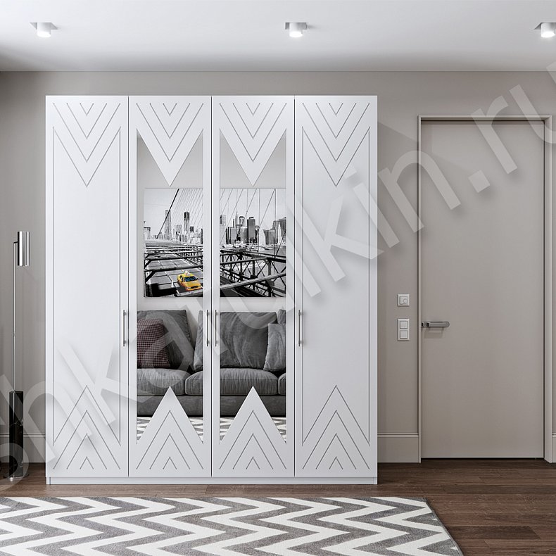 Изображение Шкаф Вигвам Белый Светлые Современный 4х створчатые Гостиная Для вещей 1