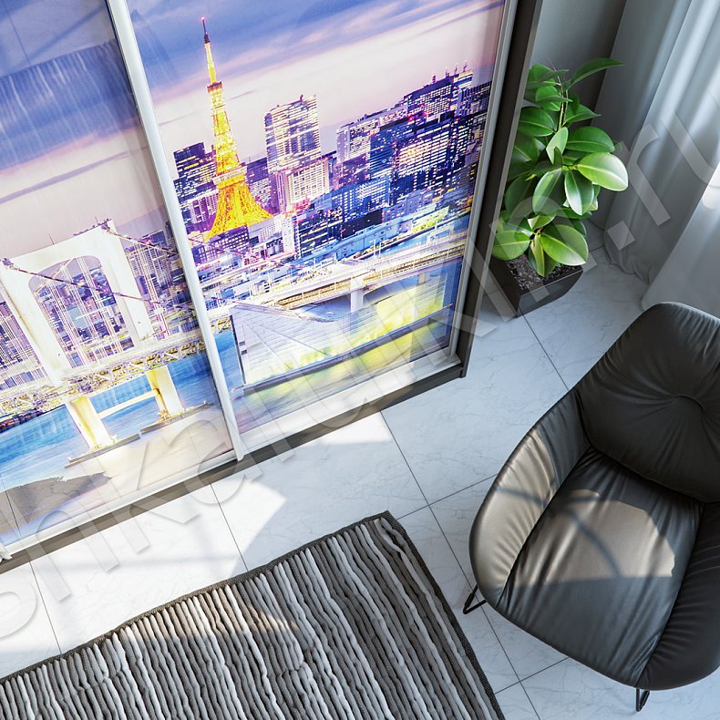 Корпусный шкаф-купе Сити Светлые Цветной Модерн 4х створчатые Гостиная Для вещей 2