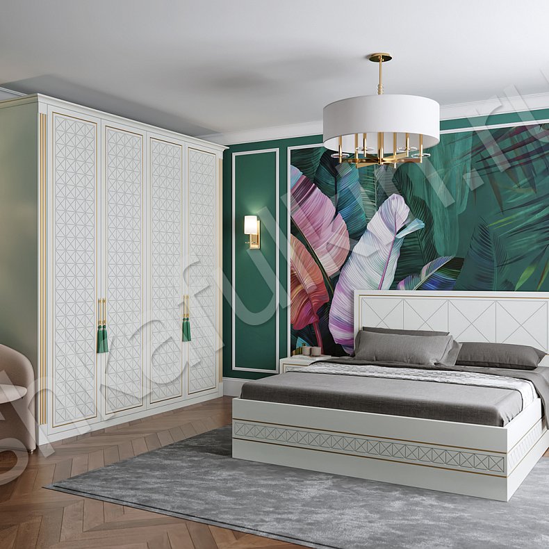 Гарнитур Октавия Золото Белый Классика 4х створчатые Спальня Для вещей