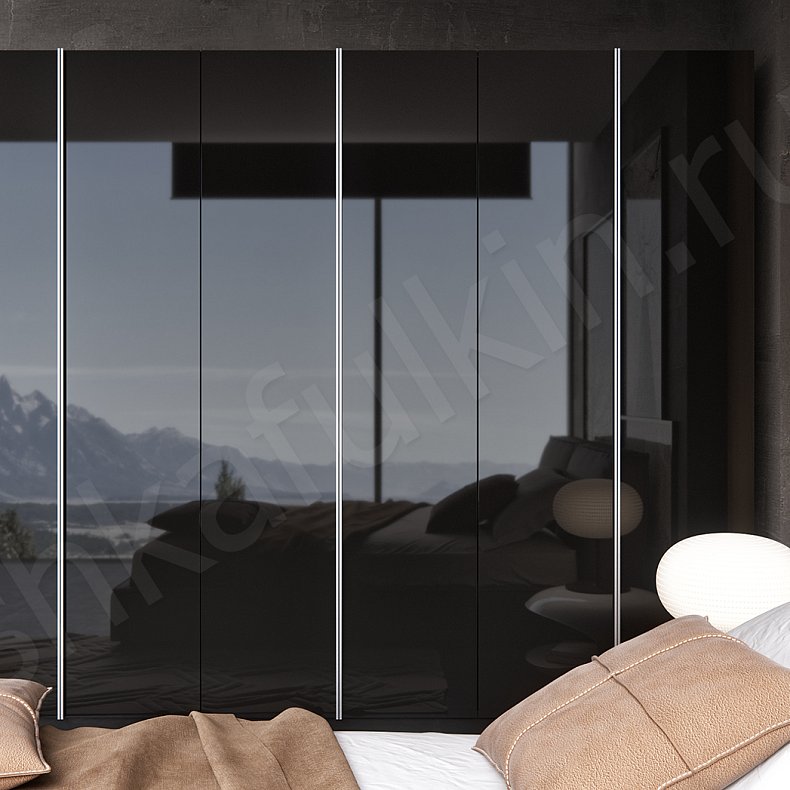 Корпусный распашной шкаф Ума Черный Темные Модерн 6и створчатые Спальня Для вещей 2