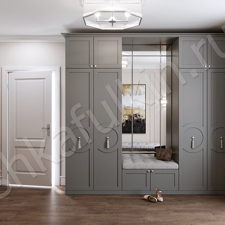Прихожая Агава Цветной Серый Зеленый Классика 4х створчатые Коридор Для вещей