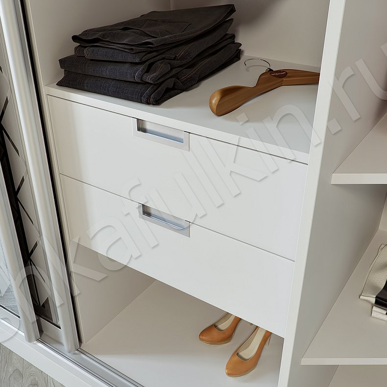 Корпусный шкаф-купе Орфей Светлые Белый Неоклассика 4х створчатые Спальня Для вещей 5