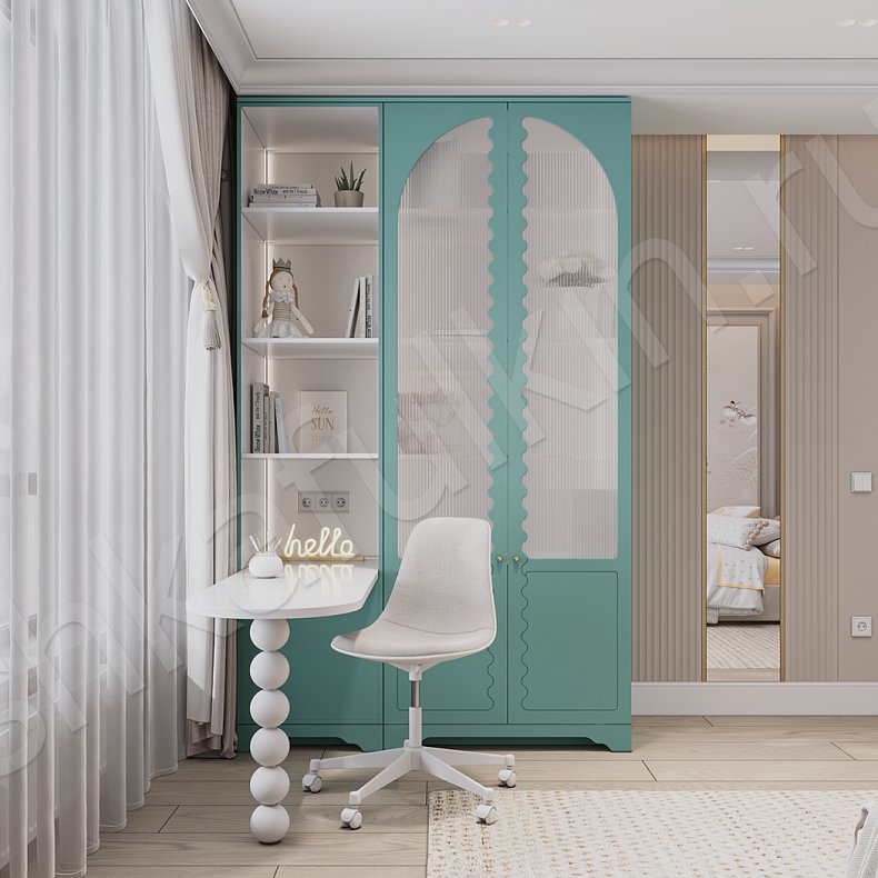 Изображение Детская Мерида Зеленый Современный 2х створчатые Детская Для вещей Для книг 2