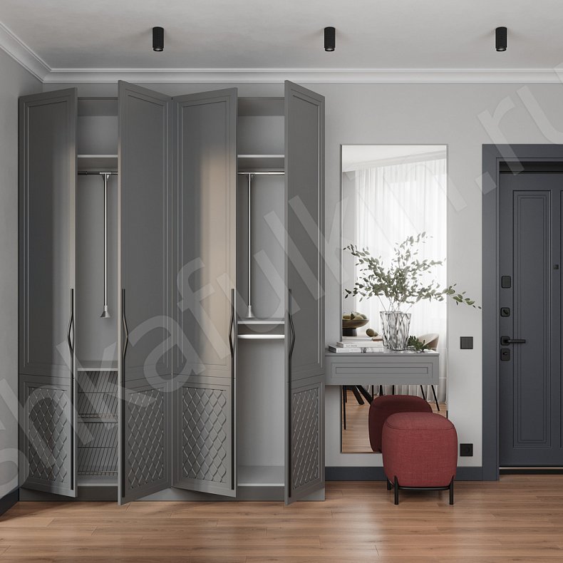 Прихожая Купидон Серый Светлые Неоклассика 4х створчатые Прихожая Для вещей 4